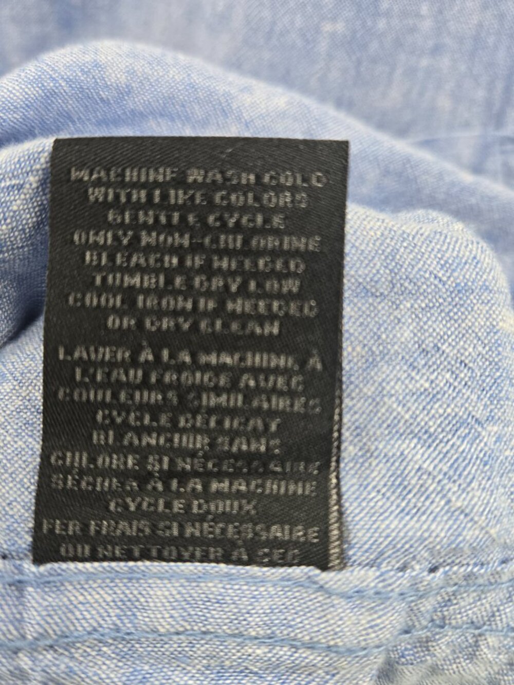 Magashoni Man Blue Linen/Viscose Button Down Long Sleeved Shirt Size XL - Picture 5 of 12